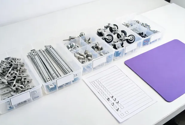 Organized cabinet hardware project pack