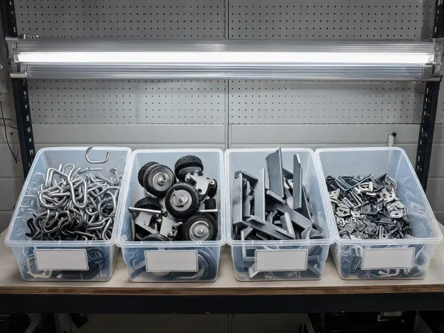 Casters brackets and storage hardware