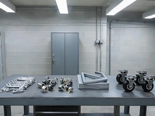Facility maintenance cabinet hardware replacement bench